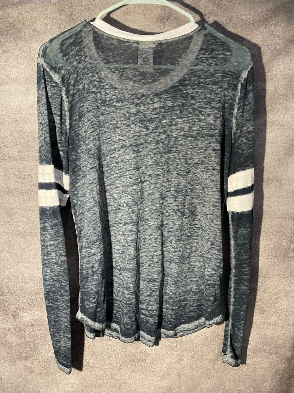 Modern Lux Large Gray Burnout Shirt You Break It You Buy It Striped Long Sleeve